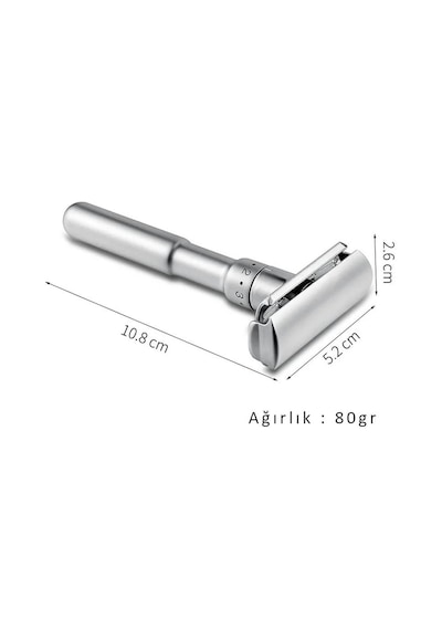 Valkyrie Metal Ayarlanabilir Manuel Geleneksel Tıraş Bıçağı Gümüş + Jilet 5'li