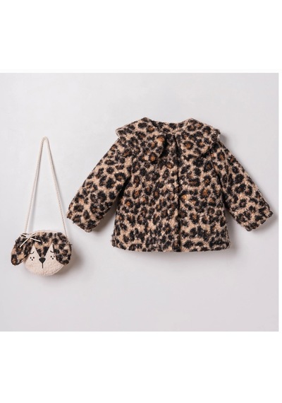 Cocosiss Leoparlı Çantalı Kız Mont 2766 Kahverengi