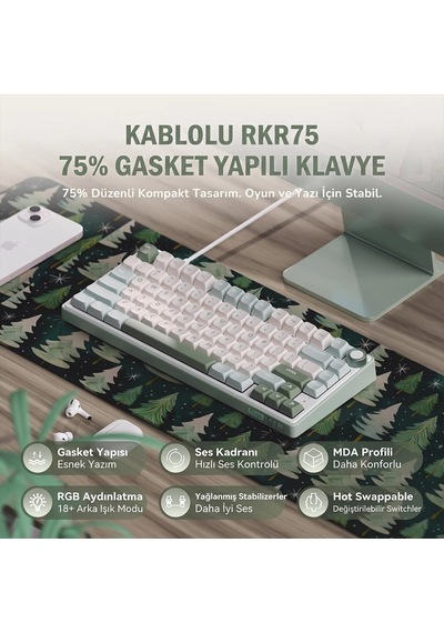 Royal Kludge R75 %75 Gasket Mekanik Oyuncu Klavyesi