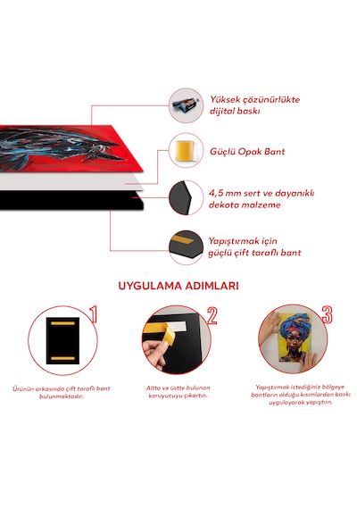 Tink Modern Dekoratif Tablo, Cam Görünümlü, Yapışkanlı, Kolay Montaj, Uv Baskılı Tt1010