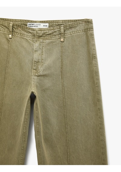 Koton Standart Bel Regular Fit Düğmeli Nervürlü Düz Paça Pantolon - Culotte Jeans Haki 7wal40044mw Koton Standart Bel Regular Fit Düğmeli Nervürlü Düz Paça Pantolon - Culotte Jeans Haki 7wal40044mw