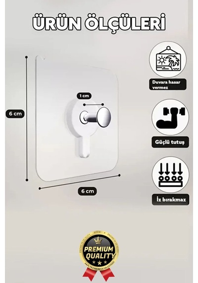 Süper Sağlam İz Bırakmaz Çerçeve Tablo Banyo Mutfak Ultra Güçlü Yapışkanlı Çivisiz Askı 2 Adet Beyaz Diğer