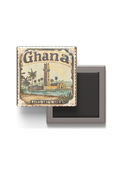 9x9 Cm Buzdolap Magnetleri - Gana - Ghana - 2'li Pul Temalı Set
