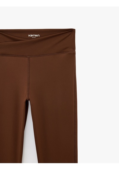 Koton Slim Fit Kemer Detaylı İspanyol Paça Spor Tayt Kahverengi 6sak40428nk Kahve