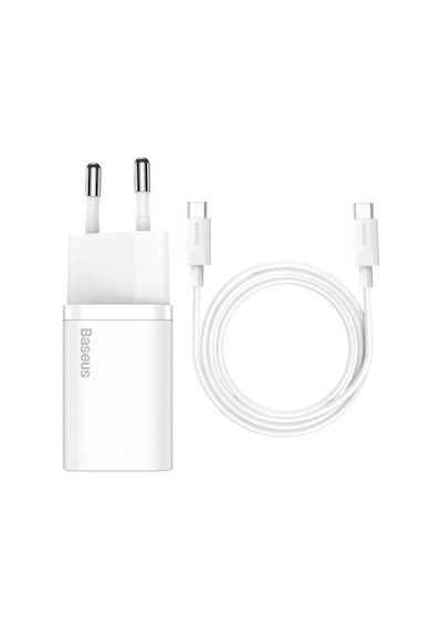 Baseus Super Si 1c 25w Hızlı Şarj Adaptörü + 3a Type-c To Type-c 1 Mt Şarj Kablosu Tzccsup-l02