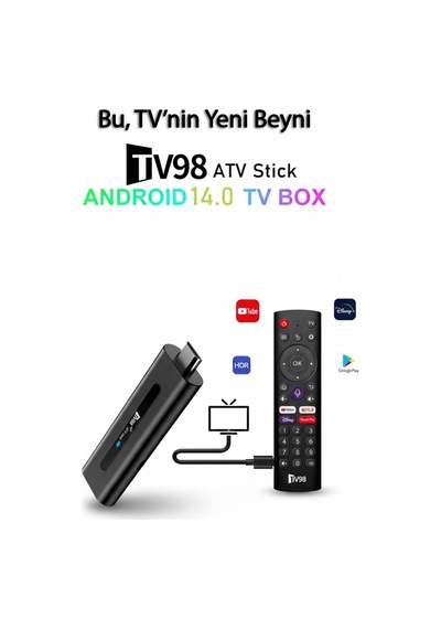 Tv98 5g Android 8k Tv Stick Dual Wifi Bluetooth Akıllı Tv Dönüştürücü