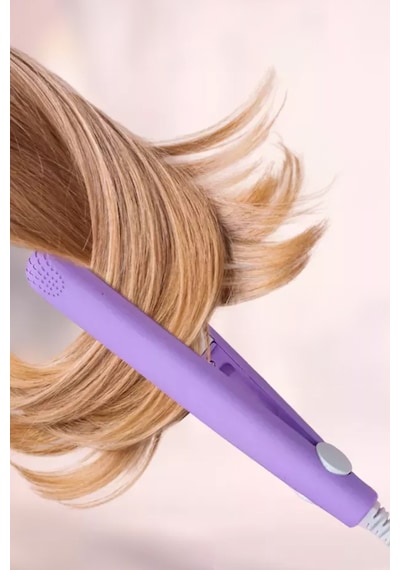 Thentech Seyahat Tipi Çanta Boy Mini Saç Düzleştirici Küçük Boy Taşınması Kolay Mini Boy Saç Düzleştirici Mor
