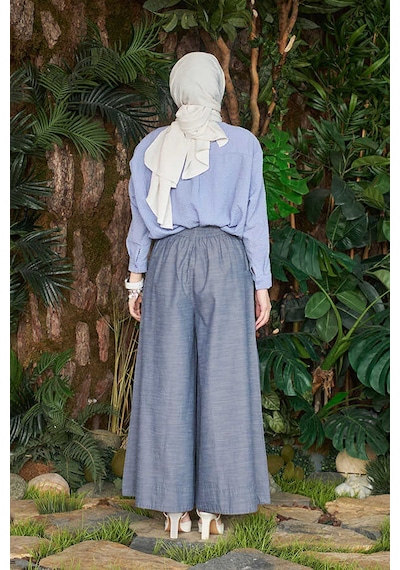 Neways 1161 Pileli Cepli Kot Pantolon Etek Koyu Mavi Çok Renkli
