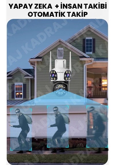 Wıfı Güvenlik Kamerası 9mp 12v Dc 2 Yönlü Ses Hareket Algılama Tam Renki Gece Görüşü Alarm Uzaktan İzmele