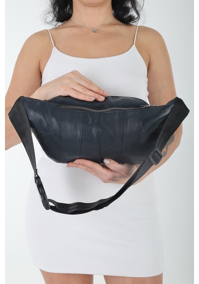 Nahitatyana Unisex Lacivert Çok Cepli Hakiki Deri Freebag Bel Çantası Lacivert - 121763658 Lacivert
