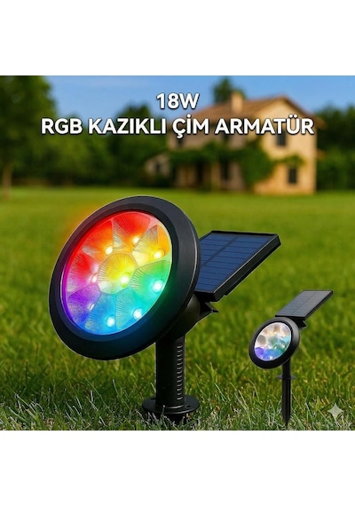 18w Led Solar Kazıklı Çim Armatür Cata Güneş Enerjili Led Işık Çim Lambası Bahçe Ağaç Çalı Duvar Aydınla Diğer