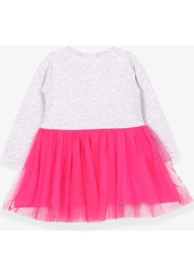 Breeze Kız Çocuk Uzun Kollu Elbise Gökkuşağı Baskılı Gri Melanj (1.5-5 Y
