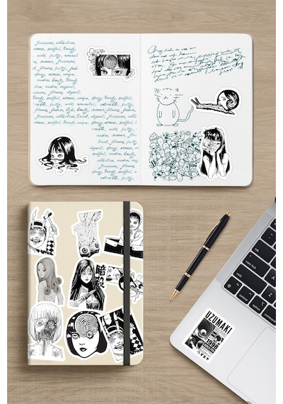 Junji İto Tomie Uzumaki Manga Anime Bujo Yapışkanlı Folyo Sticker Paketi 23 Adet Çok Renkli