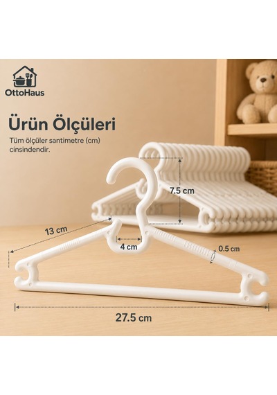 Ottohaus 24 Adet Çocuk Askısı, Beyaz Plastik Elbise Askısı