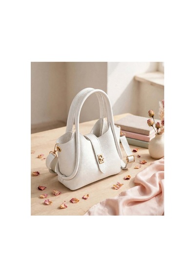 Names Bag Kilitli Tek Saplı Kadın Mini El Ve Omuz Çantası Beyaz Beyaz