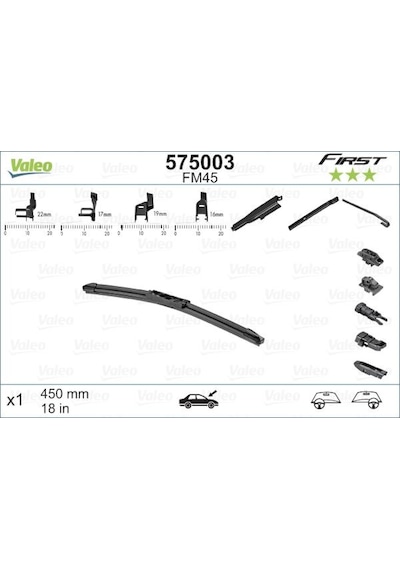 Silecek - 416 - Süpürgesi 45cm X1 Muz Tipi First 4 Aparatlı/multiconnection - Edntrend - Üniversal Vfb45