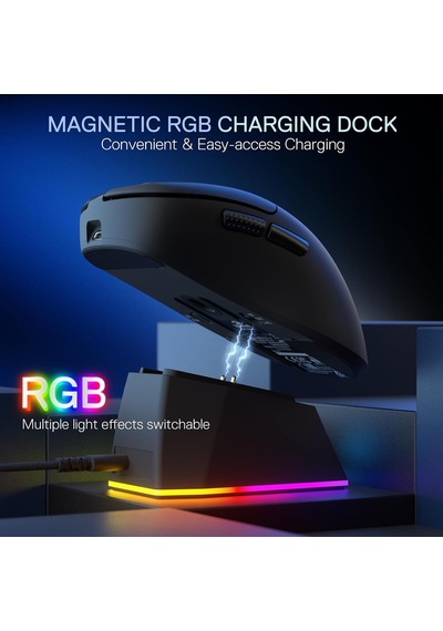 M998 Hafif Kablosuz Oyun Faresi, Rgb Manyetik Şarj Yuvası, Bt/2.4g Kablosuz/kablolu Optik Fareler, 24000 Dpı, Pc/mac İ Genel