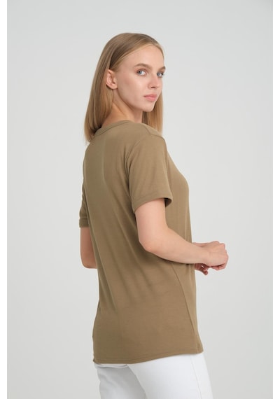 Alexandergardı Fitilli V Yaka Comfort Fit T-shirt E24-74602 001