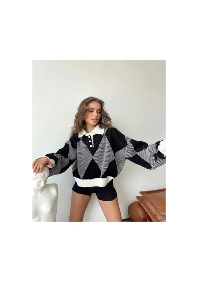 Flex Fashıon Kadın Polo Yaka Trend Oversize Popüler Triko Kazak Siyah Siyah - 744392241 Siyah - 744392241 Siyah Flex Fashıon Kadın Polo Yaka Trend Oversize Popüler Triko Kazak Siyah Siyah - 744392241 Siyah - 744392241 Siyah