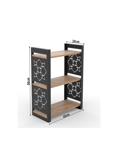 85 Cm 3 Katlı Endüstriyel Kitaplık, Konsol, Çiçeklik, Çok Amaçlı Raf 2810 Ayaklı