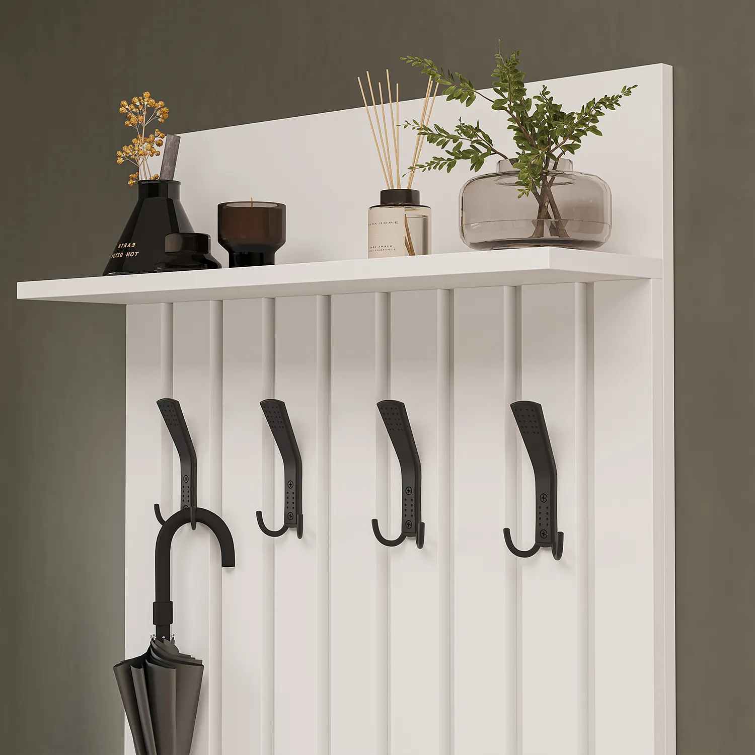 Nord Vestiyer Takımı Lambri Askılıklı, 2 Adet Kapaklı Bench, Modüler, Oval Aynalı Portmanto Takımı Beyaz Nord Vestiyer Takımı Lambri Askılıklı, 2 Adet Kapaklı Bench, Modüler, Oval Aynalı Portmanto Takımı Beyaz