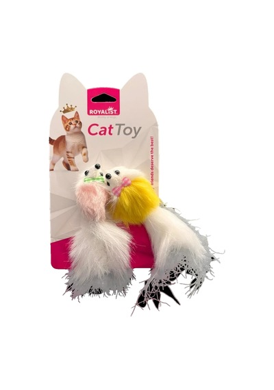 Vetinova Papyonlu Tüylü Peluş Fare Kedi Oyuncağı
