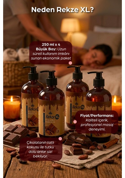 Masaj Yağı 4 Adet Büyük Boy Yenilebilir Çikolata Aromalı Masaj Yağı 250 Ml - 502076377