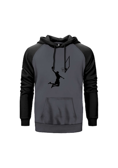 Basketball Smack Silhouette Gri Renk Reglan Kol Sweatshirt Gri
