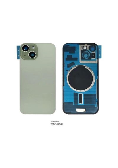 İphone 15 Arka Pil Kapağı Full Nfc Li Lensli- Cam Yeşil
