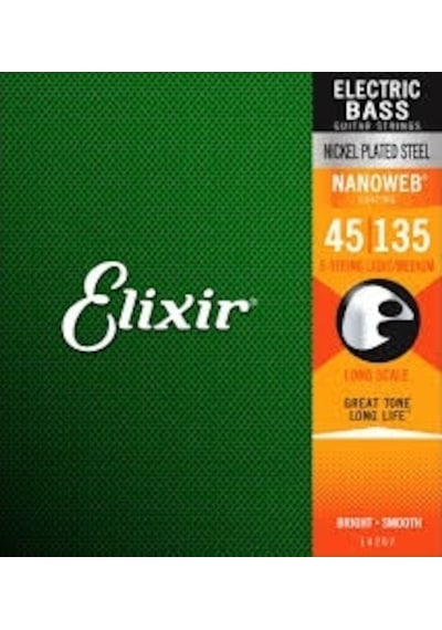 Elixir 14207 Nanoweb Light Medium 5 Telli Bas Gitar Teli 45-135