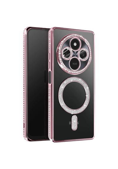 Xiaomi Redmi 14c Uyumlu Joke Simli Magneticsafe Kılıf - Pembe