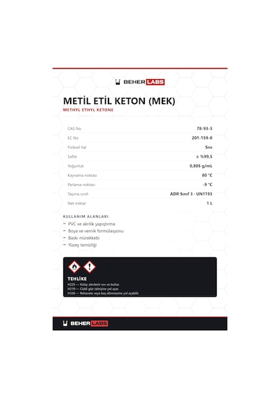 Beherlabs Metil Etil Keton Mek 1 L