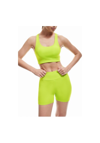 Koton Yüksek Bel Dar Kesim İnterlok Spor Biker Tayt Yeşil 5sak40073nk Yeşil