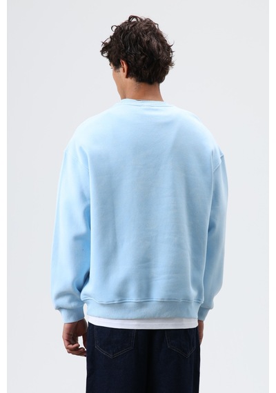 Vamos Basic Oversize Yıkamalı Sweatshirt Bebek Mavisi
