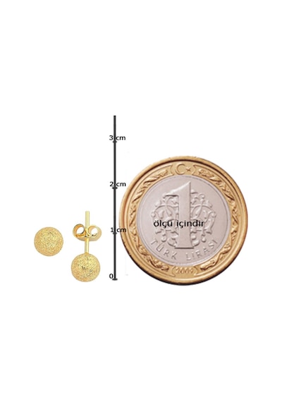 Kumlu 14 Ayar Altın Mini Top Küpe KP6275-075