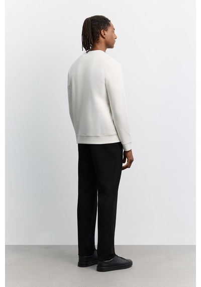 Avva Erkek Ekru Bisiklet Yaka Kolay Ütülenen Baskılı Pamuklu Regular Fit Sweatshirt A62y1297
