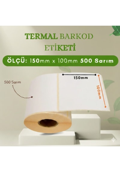 150x100 Mm Barkod Termal Etiket 500 Net Sarım 5 Rulo 500 Sarım X 5 Rulo Toplam 2500 Sarım Diğer
