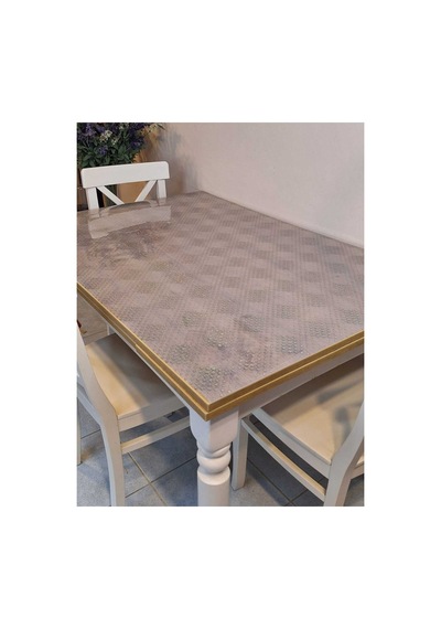 Kalın Pvc Masa Koruyucu 1.2 Mm Mika Örtü, 70 Ve 80 Cm En, Mermer Desen 32pvc1.2.mermer30 Şeffaf