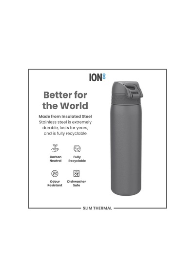 Ion8 - İnce Su Termosu - Gri - 500 Ml - Sızdırmaz