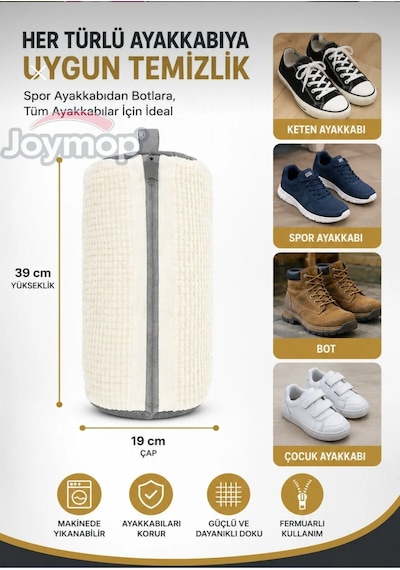 Ayakkabı Yıkama Çantası Özel Kumaş Fermuarlı Mikrofiber Bez - Beyaz Renk