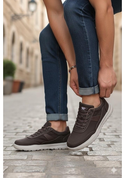 Fort 0226 Dks Keten Rahat Hafif Sneaker Erkek Ayakkabı Kahve