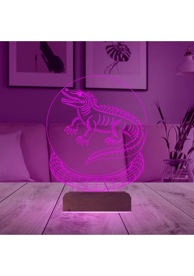 Luvivia Timsah Tasarım 3d Lamba - Masa Gece Lambası Şeffaf