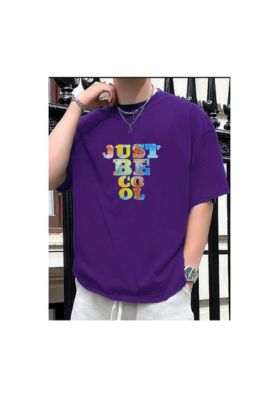 Medinenur Unisex Just Be Cool Baskılı Tshirt Mor