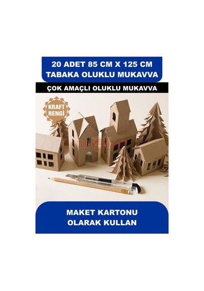 20 Adet 85cm X 125cm Baskısız Tabaka Oluklu Mukavva, Çocuk Etkinlik Kartonu, Maket Kartonu, Kargo Kartonu