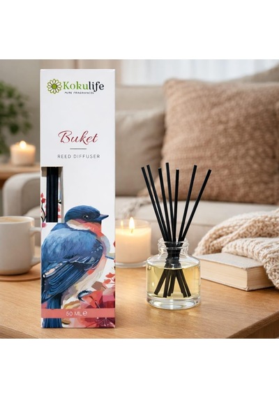 Buket Reed Diffuser Oda Kokusu 50 Ml, Çubuklu Ortam Kokulandırıcı, Uzun Süre Kalıcı Ev Ofis Banyo Salon Koku Difüzörü, Dekoratif Cam Şişe Aromaterapi Ev Parfümü Diğer