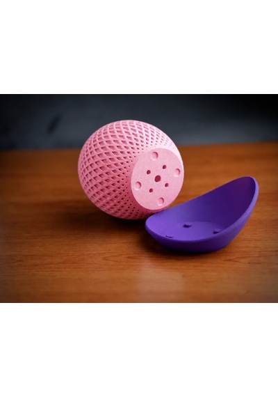 3d Baskı Küre Saksı - Kafes Dokulu İki Parçalı Dekoratif Saksı - Pembe-mor