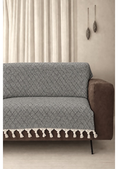 Dama Desen Dokuma %100 Pamuklu Çok Amaçlı Pike Koltuk Örtüsü 180x230 Indigo