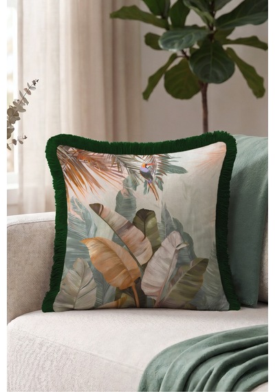 Egzotik Tropik Yaprak Desen Saçaklı Yastık Kılıfı-cennet Kuşu Boho Bej Siyah Püsküllü Kırlent Kılıfı Buzlu Atlas Serenat Egzotik Tropik Yaprak Desen Saçaklı Yastık Kılıfı-cennet Kuşu Boho Bej Siyah Püsküllü Kırlent Kılıfı Buzlu Atlas Serenat