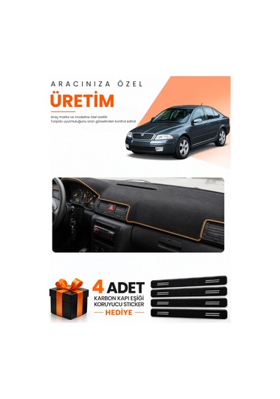 Skoda Octavia 2000-2008 Uyumlu Torpido Koruma Örtüsü Oto Kılıfı - Siyah Kahverengi