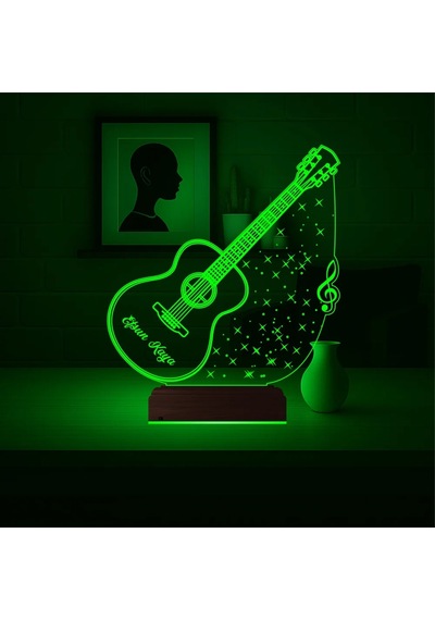 Luvivia Klasik Gitar Müzisyen Hediye Kişiye Özel 3d Lamba - Masa Gece Lambası V2 Şeffaf